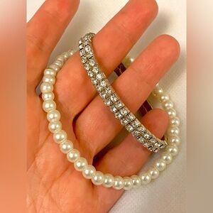 Elegant Pearl and Silver Bracelet Set